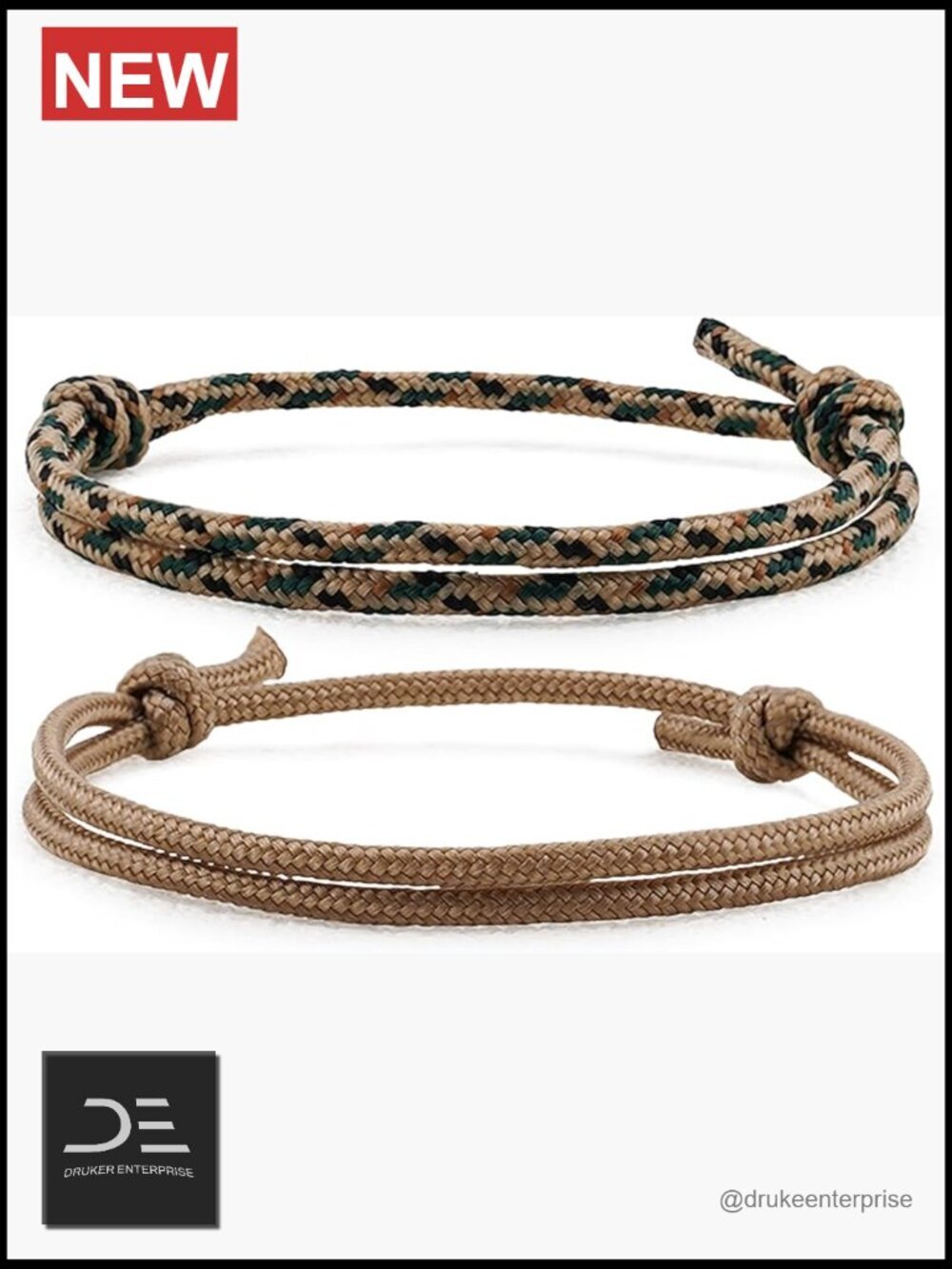 Braided Rope Bracelet Set, Adjustable Waterproof Nautical Bracelets, 2 Pack